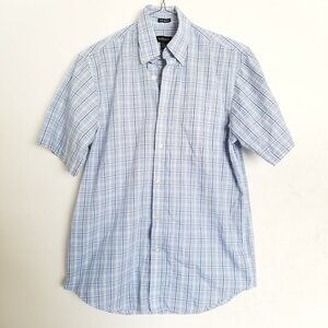 Van Heusen Plaid Short Sleeve Button Down Shirt Sm